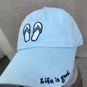 Light Blue 'Life is Good' Flip Flop Embroidered Cap